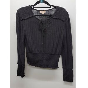 Bloomfield Black Smocked Blouse Small